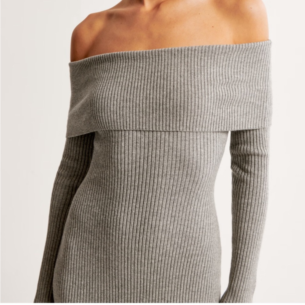 Off-The-Shoulder Midi Sweater Dress